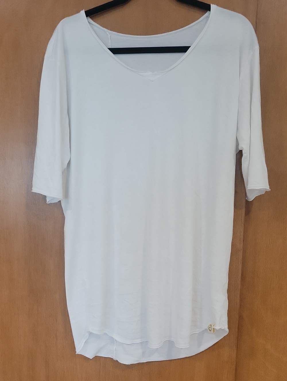 One Golden Thread White 3/4 Length Sleeve T with Signature Loop Logo Tag